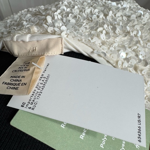 H&M viral bloggers fav white sequin black bow ribbon tie front cardigan sweater - Picture 7 of 7